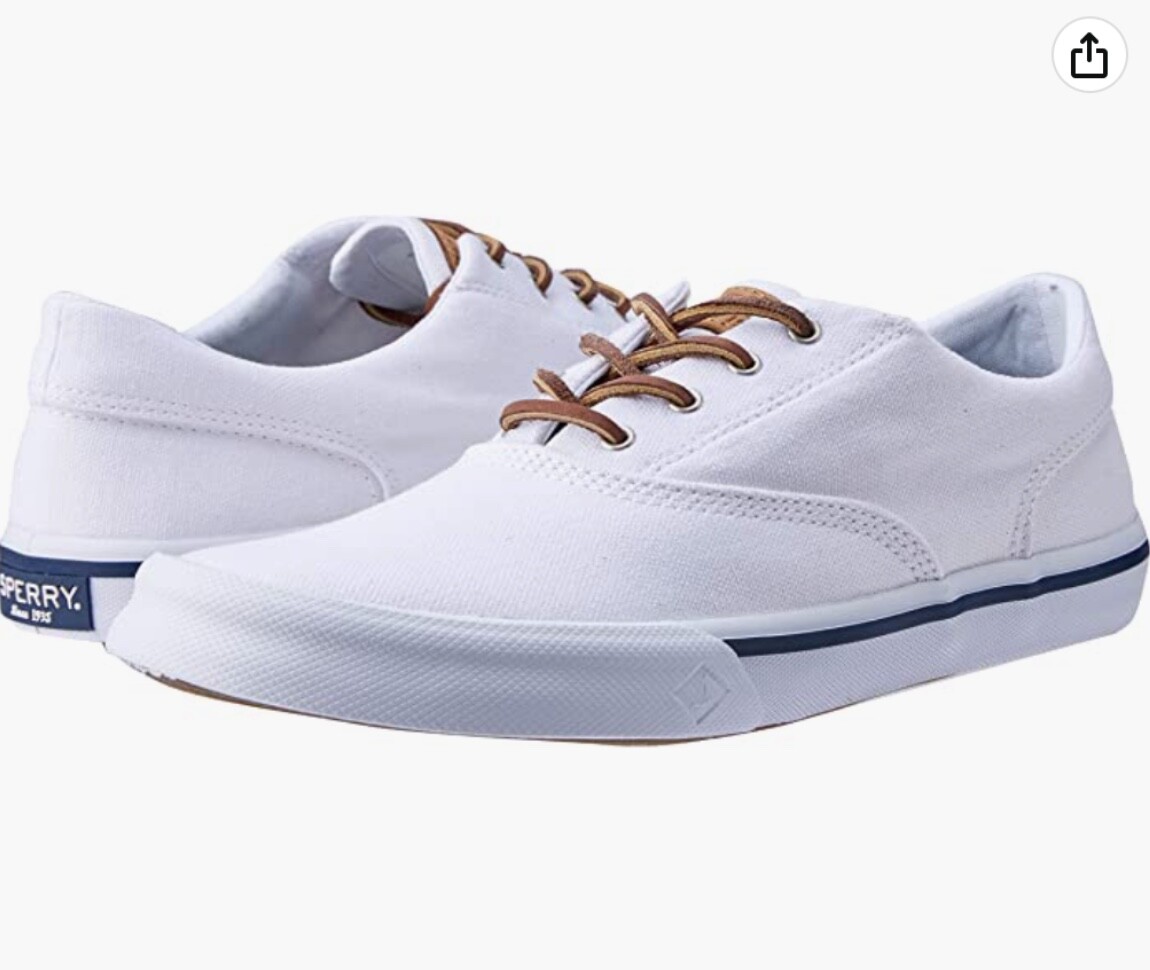 Sperry Striper ii CVO, Bright White Canvas Sneaker, Size 7 Mens US