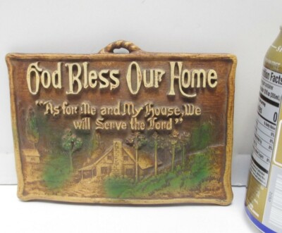 vintage God Bless Our Home plaque Texas souvenir mid century