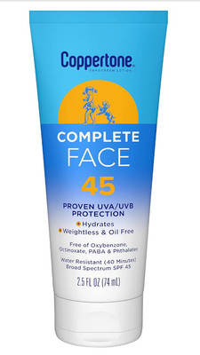 Coppertone Complete FACE SPF 45 Oil-Free, 2.5 fl oz each, 2 pk - FREE SHIPPING