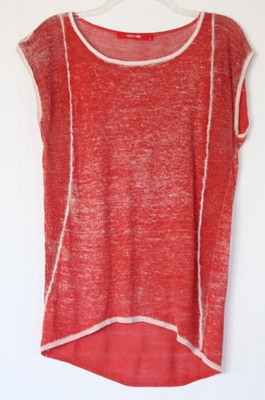 FREELOADER WOMENS SEMI KNIT SLEEVELESS TOP SZ M HEATHERED SALMON HI LOW FL-180