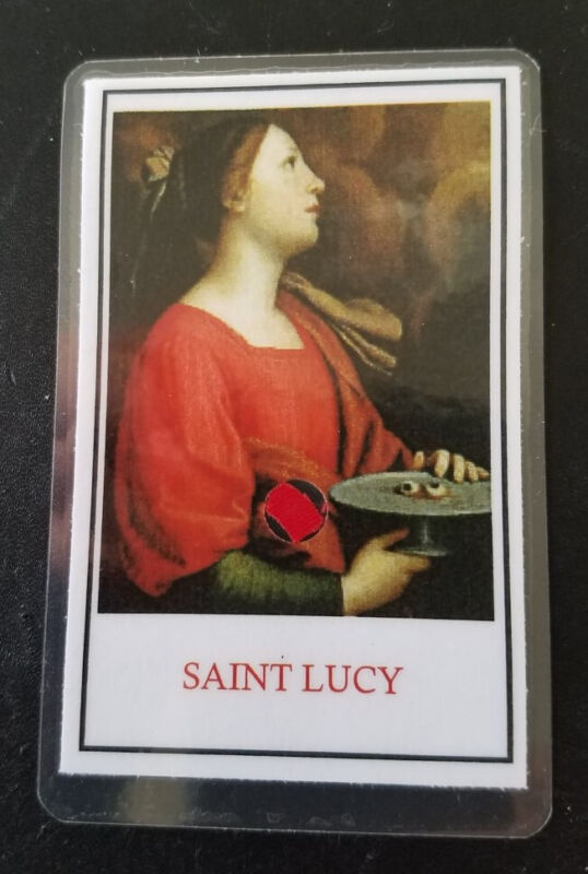 ST. LUCY Relic Prayer Card Patron Saint of Blindness & Eye Disorders