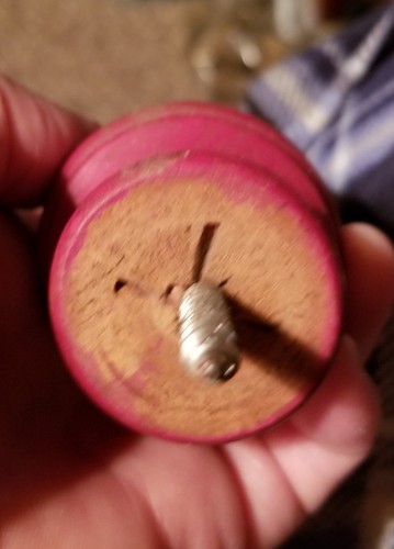 4 FINIALS  wood lathe turned vintage  top chippy shabby chic red patina paint