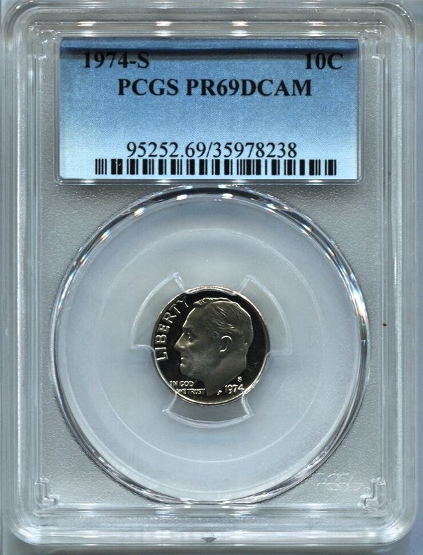 1974 S 10C Roosevelt Dime PCGS PR69DCAM | eBay