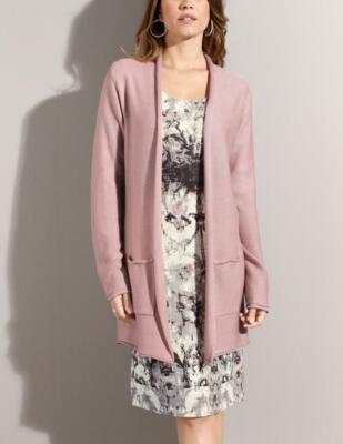 AMBRIA DAMEN STRICKJACKE JACKE CARDIGAN LANGARM VERSCHLUSSLOS ROSE GR. 50 NEU