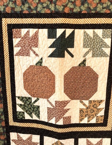 Quilted Pumpkin Wall Hanging or Lap Quilt- Machine Quilted- 42” x 53”- Handmade