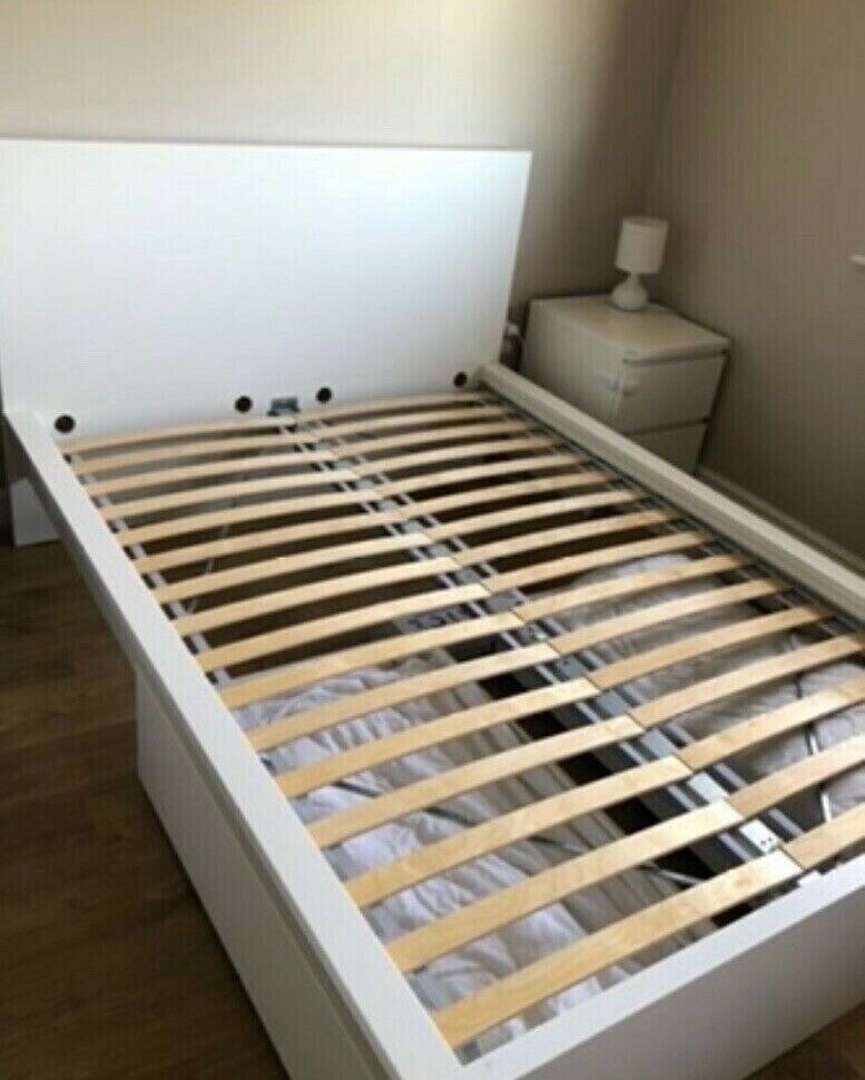 white IKEA MALM double bed with drawers, CAN DELIVER in Frenchay