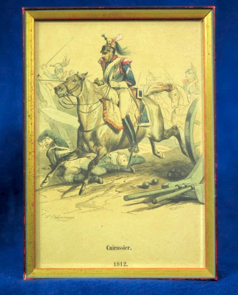 Historic Prints French Military Uniforms (four) - Framed antiques (100 years+)