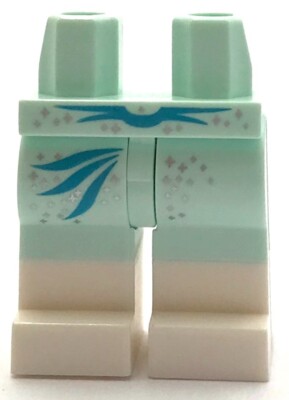 Lego New Light Aqua Legs w/ White Boots Silver Stars Metallic Part