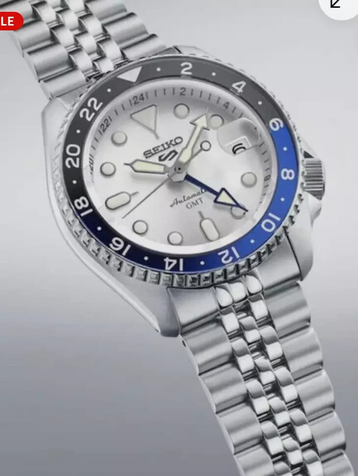 Pre-owned Seiko Men's 5 Sports Gmt Automatic White Dial Watch Ssk033