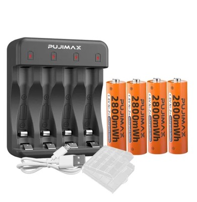 Real Capacity 1.6v AA 2800mwh Nickel Zinc Rechargeable Battery Plus charger