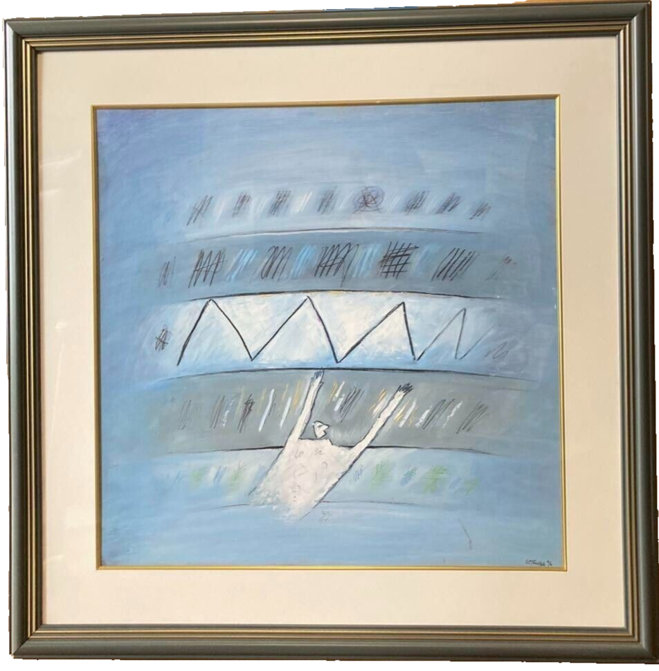 old girl様宛コメント　油絵　抽象画　jiri votruba作　青 JIRI VOTRUBA (Czech) 1996 Signed Original Painting Oil on