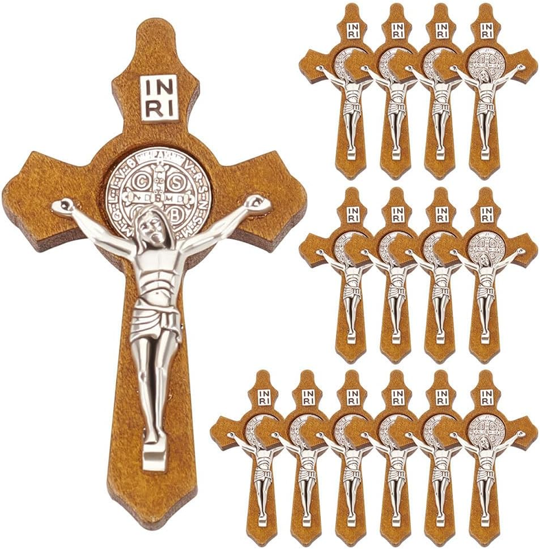 Wooden Crucifix Cross Charms Pendants 15 Pcs DIY Jewelry Necklace Making Rosary