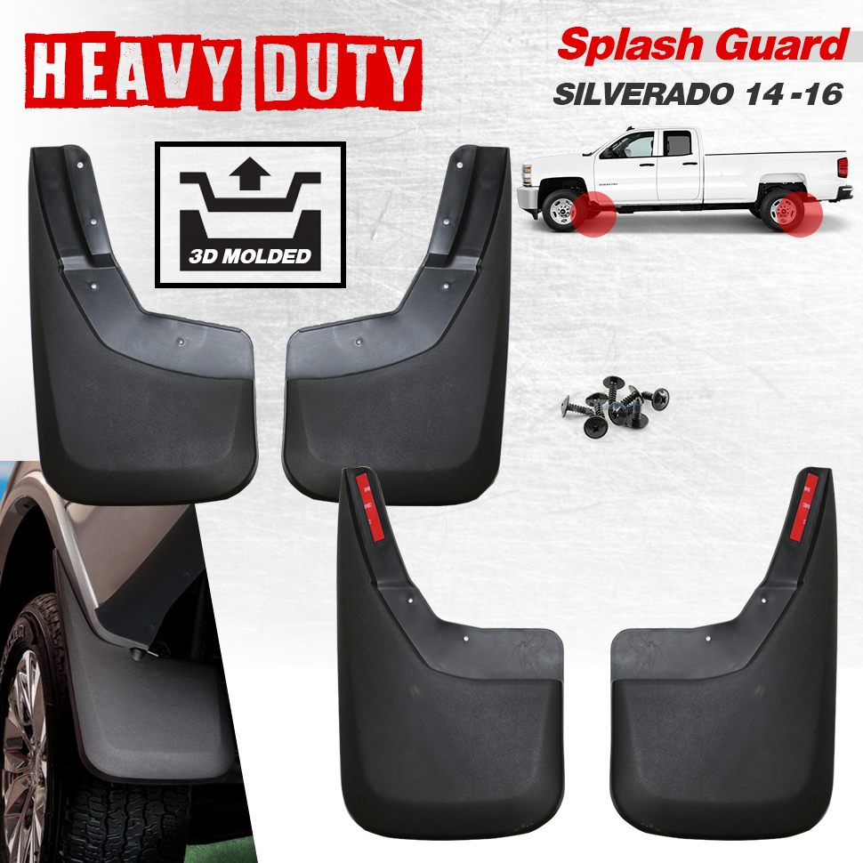 For 20142017 Silverado Mud Flaps Guards Splash Flares 4 Piece Front