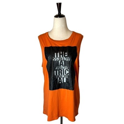 Acne Studios Shirt Men XS Orange Black Graphic Print Cotton Streetwear Tank Top