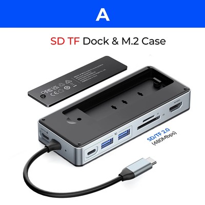 Docking Station Hub M.2 SSD Enclosure NVMe Solid State Disk Drive External Case