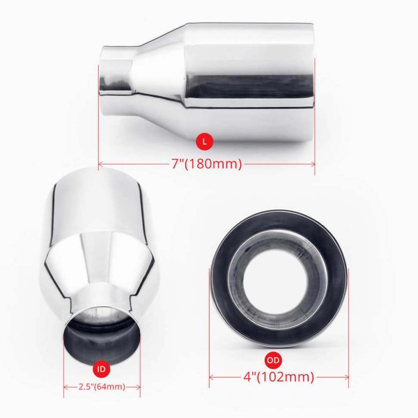 2.5" In X 4" Tip X 20" Long 1555 Vibrant Exhaust Tip | Verocious Motorsports - Foto 8