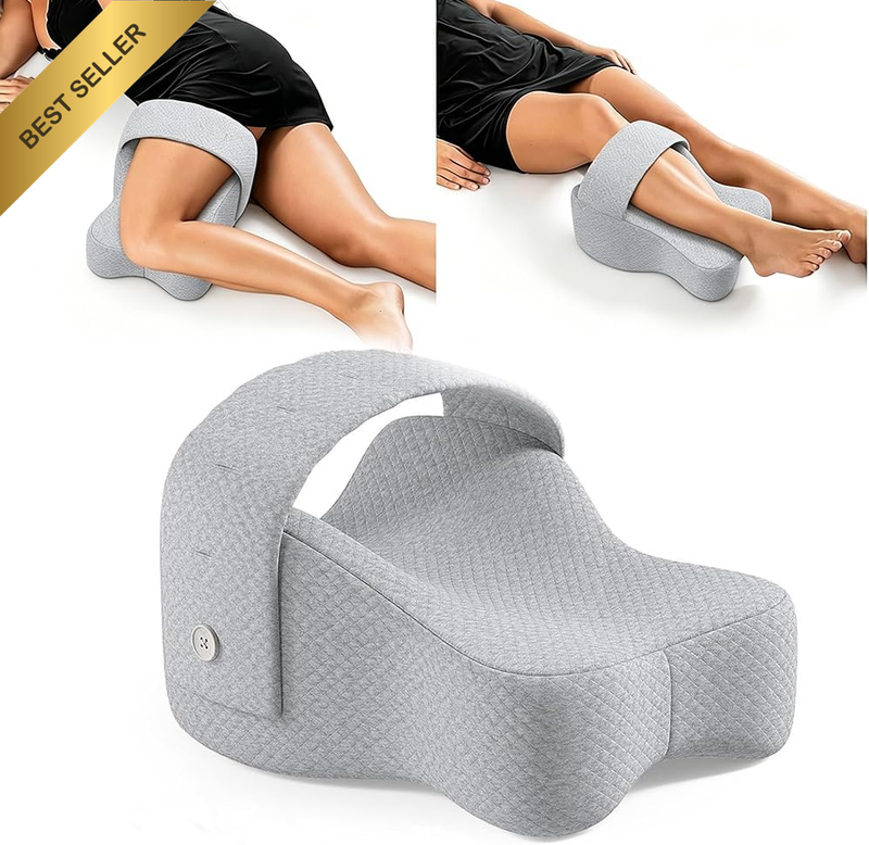 Gray Memory Foam Knee Pillow for Side Sleepers – Adjustable Strap, Leg Pillow be