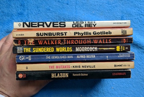 VINTAGE SCI-FI 7 Paperback Book Lot Nerves Sunburst The Mutants Blazon
