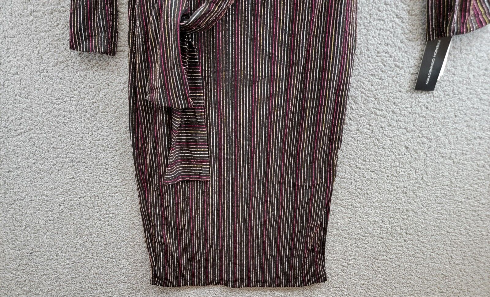 French Connection Paula Keyhole Midi Dress Women's XS Blackout Multi Round Neck - Picture 4 of 16