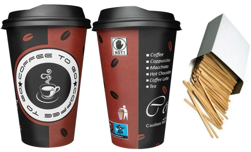 Pappbecher 0,18l/0,2l/0,3l/0,4l Kaffeebecher Coffee To Go / Deckel RÃ¼HrstÃ¤Bchen