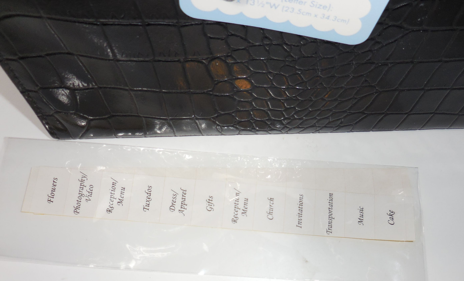 Bride Wedding Planner File Handbag - Organizer Bag Black Faux Crocodile Key Ring