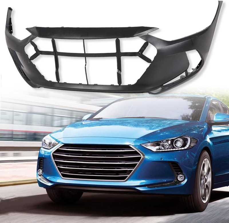 Primered Front Bumper Cover, Compatible with Hyun.Dai Elantra Sedan 2017-2018, Replacement HY1000215, 191275334362, 86510F3000