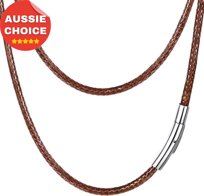 Black Brown Braided Leather Cord Necklace Men 2mm 3mm 16 to 30 Inch Length