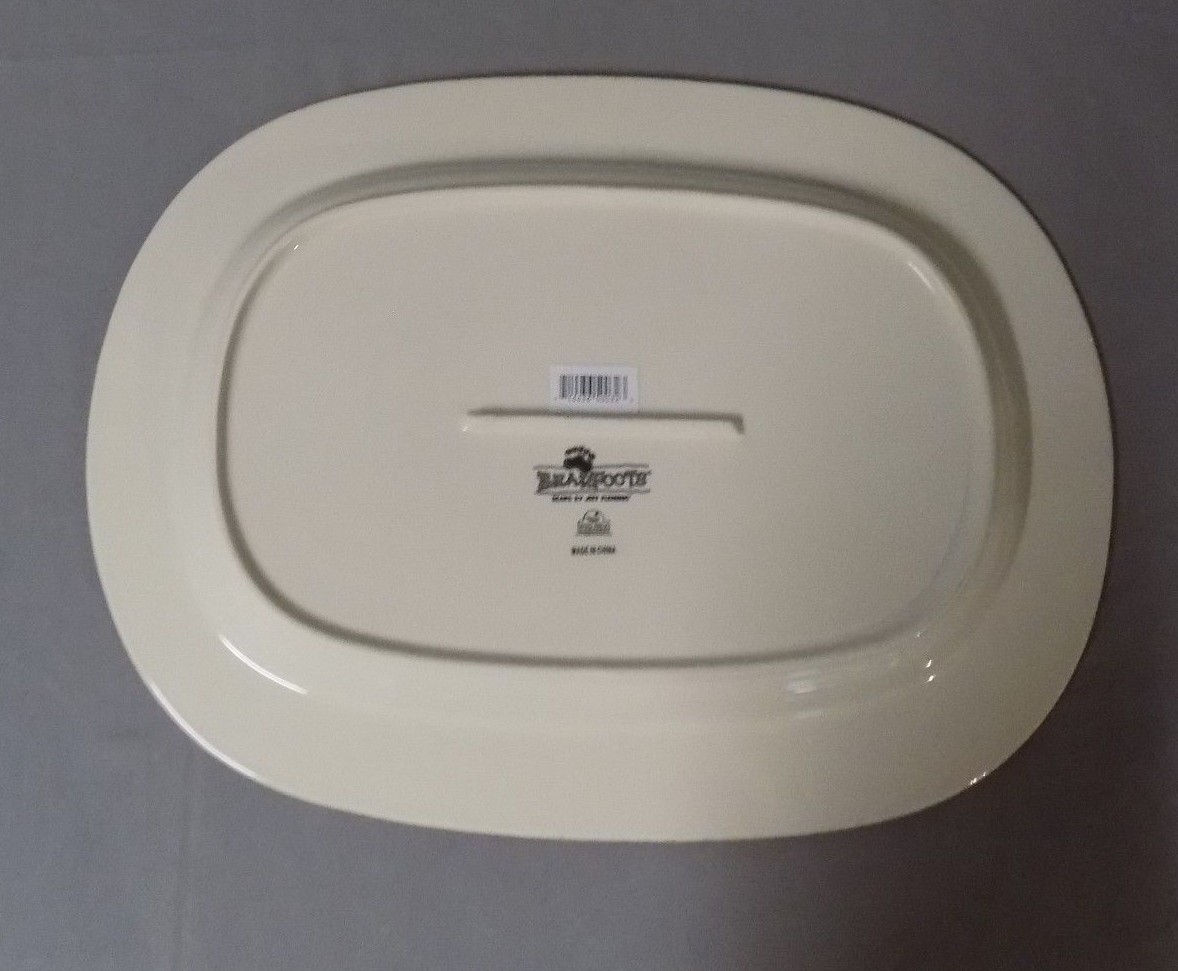 NEW Big Sky Carvers Bearfoot Large Oval Serving Platter Bear Trout Discontinued