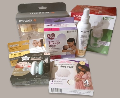 Breastfeeding Supplies Essentials Lot Bottles, Milk Bags, Pl