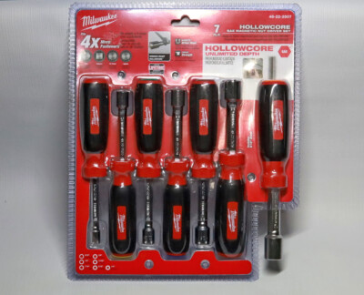 Milwaukee Nut Driver Set 48-22-2507 7 Magnetic Hollow Core SAE 7pcs Set