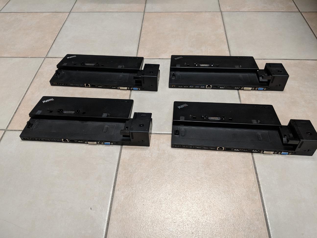 4 used Lenovo 00HM917 04W3947 04W3948 laptop docking stations,