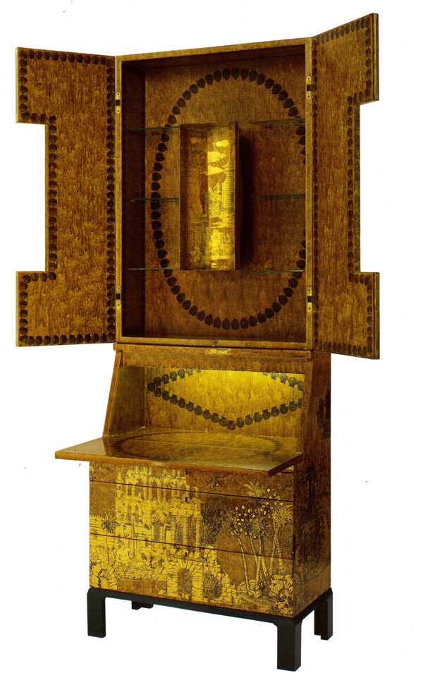 Fornasetti Trumeau Gran Coromandel Cabinet Secretary Furniture Rare Piero ITALY