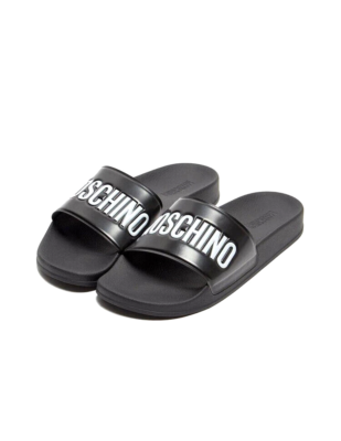 Moschino Logo Sliders Mens Black Slides eBay