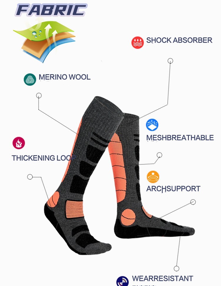 Merino Wool Thermal Ski Warm Thick Knee High Men Heavy Duty Boots Winter Socks