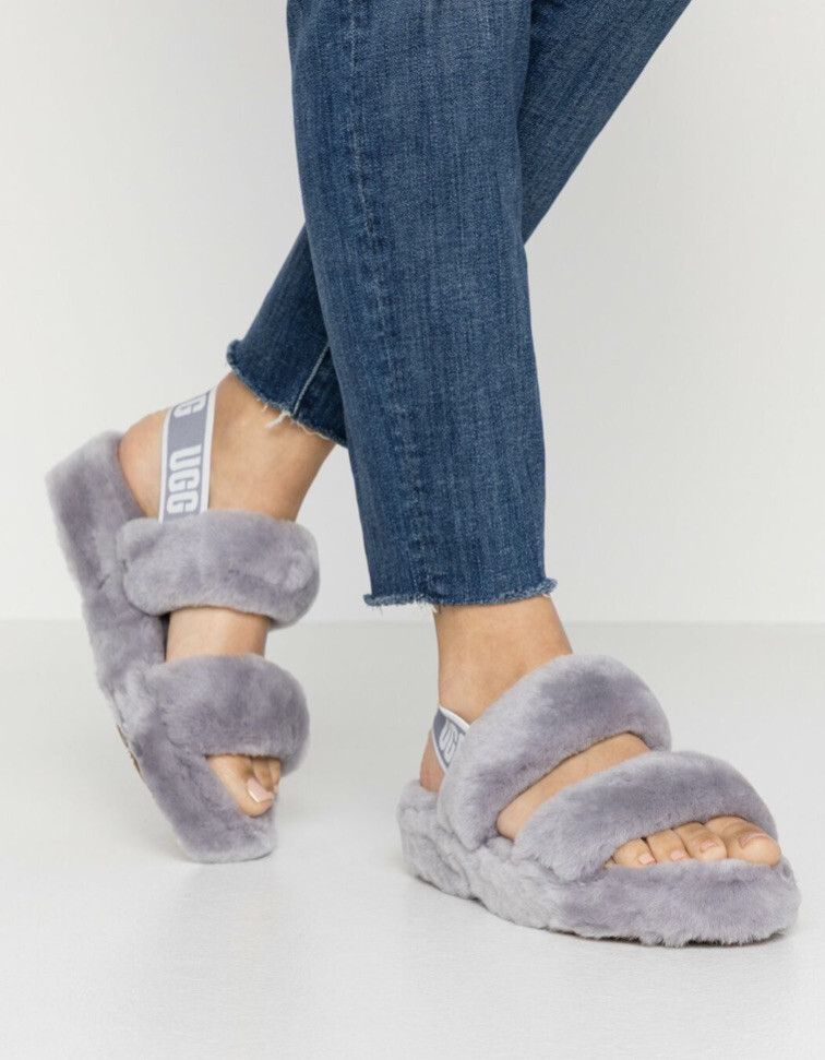 

Сандалии Ugg Oh Yeah на меху, тапочки с логотипом и ремешком, серая платформа, размер 38/7, НОВИНКА, Серый, Uggs Oh Yeah