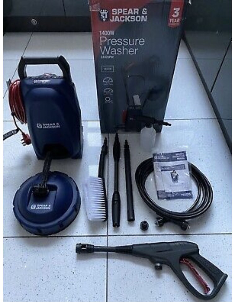 Spear & Jackson 1400W Pressure Washer with Patio Cleaner & Accessories