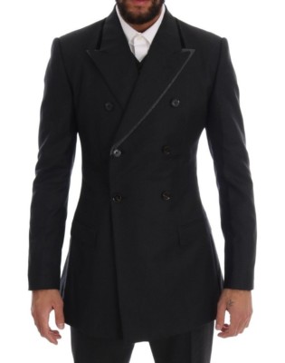 DOLCE & GABBANA Suit Gray Wool Double Breasted 3 Piece EU46 / US36 / S RRP $3200