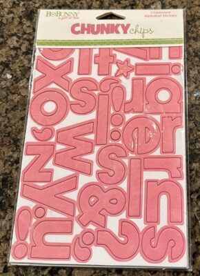 BoBunny Chunky Chips Chipboard Alphabet Stickers Blush Pink 63 Pieces