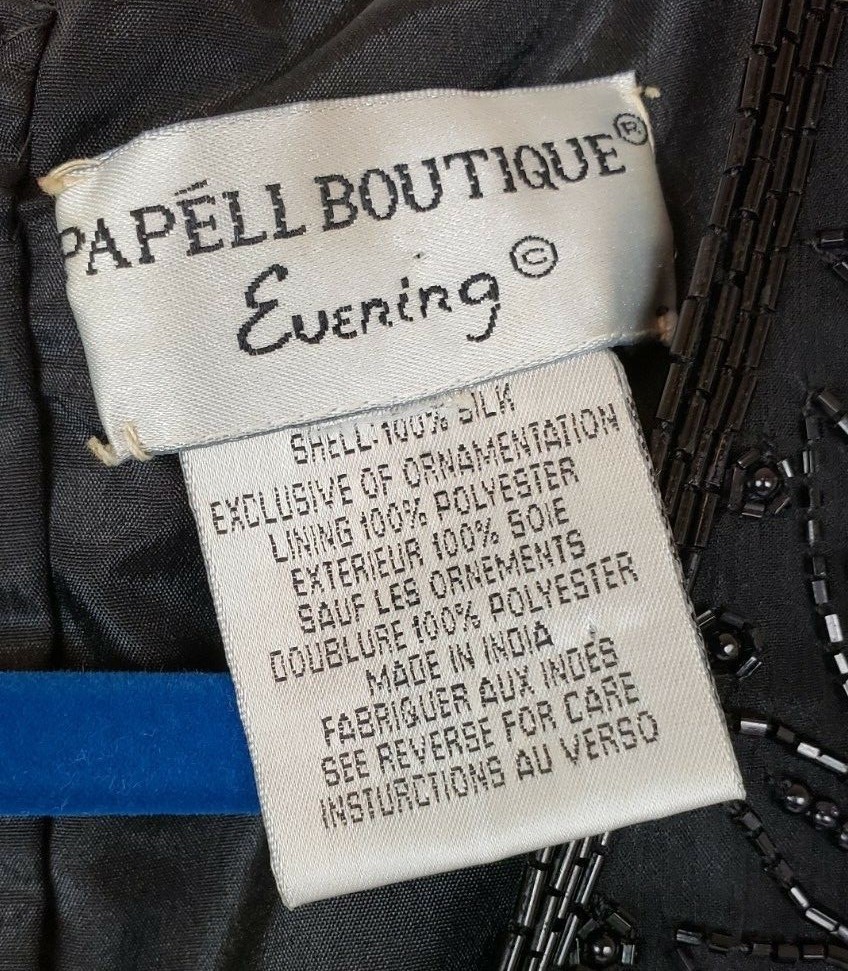 Papell Boutique Evening Black Top Silk Size M Sequin Embellished Vintage Party
