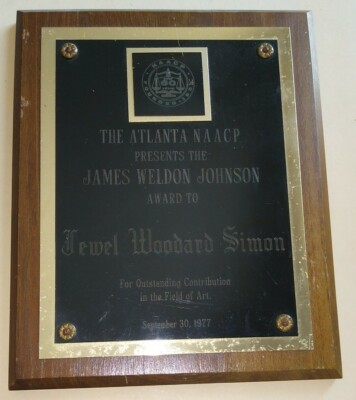 Original 1977 NAACP James Weldon Johnson Award Plaque ~ Presented to Jewel Simon