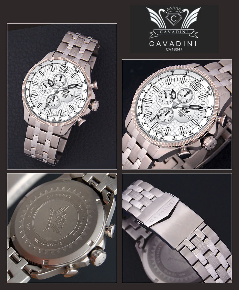 Pre-owned Cavadini Pilot Watch Solid Titanium Men's Chronograph Os-60 10 Bar Cv-1604t