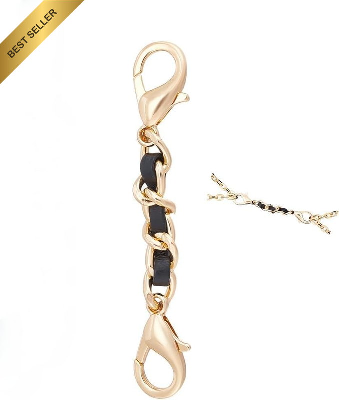 Bag and Purse Strap Extenders, Light Gold Adjustable Chains, with Lobster Claw C