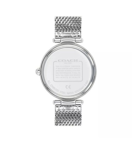 Pre-owned Coach Brand  Park Women's Crystal Markers Silver Mesh Strap Watch 14503567