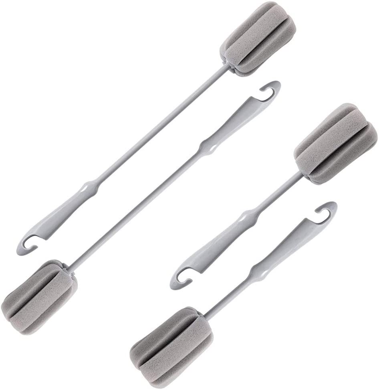 4PCS Grey Soft Sponge Bottle Cleaning Brush Plastic Handle C
