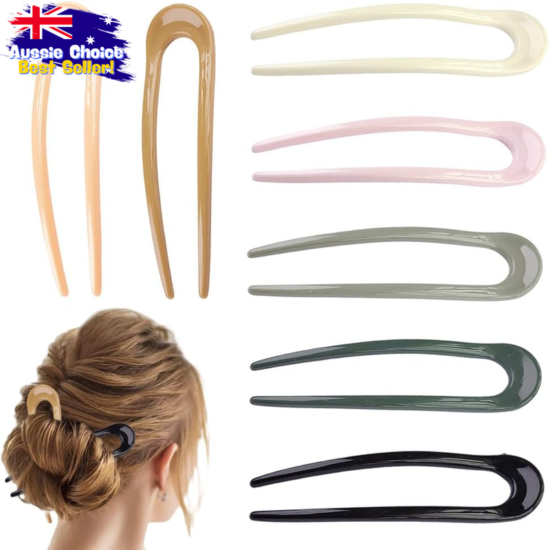 7Pcs U-Shaped Hair Fork Set, Tortoiseshell Hairpins, Geometric Hair Accessories