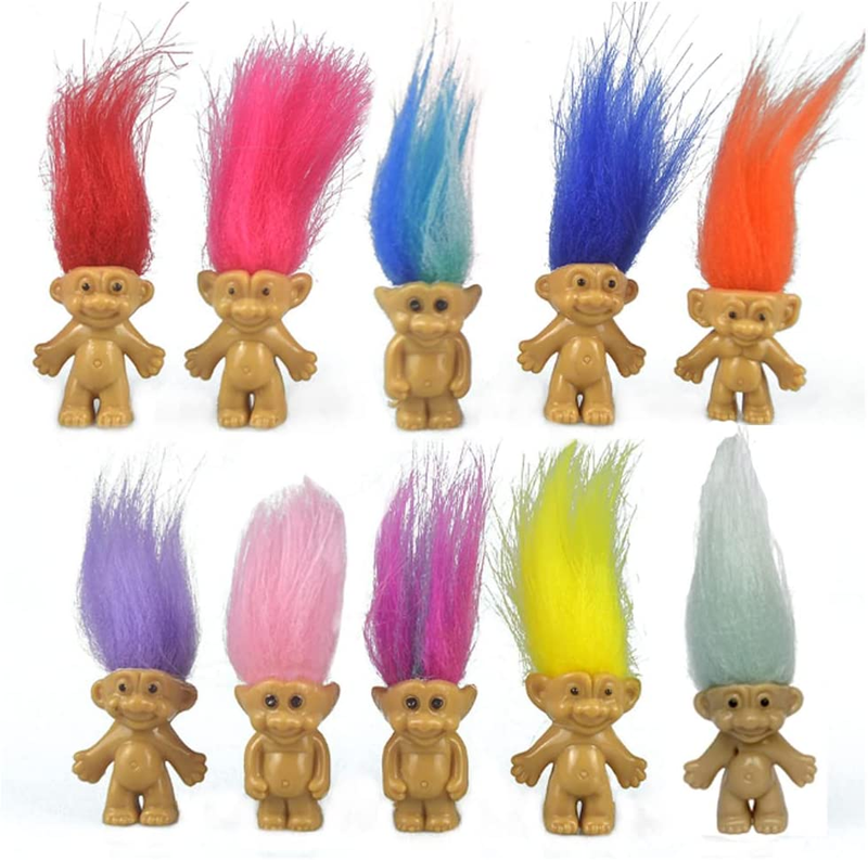 10PCS Mini Troll Dolls, PVC Vintage Trolls Lucky Doll Mini Action Figures 1.2"