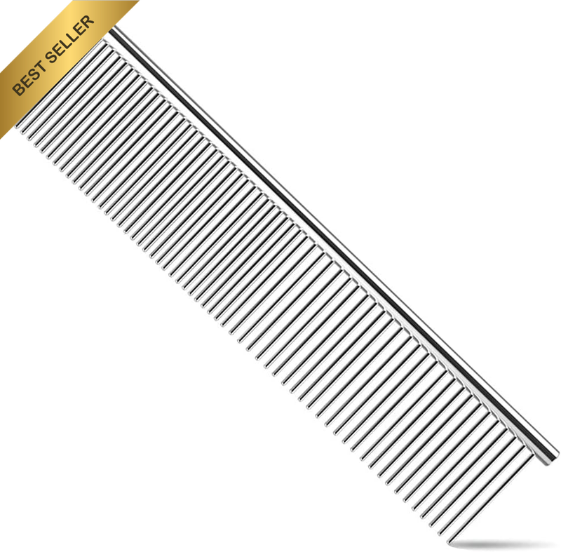 Stainless Steel Pet Grooming Comb, Rounded Smooth Teeth Pet Comb for Dogs Cats,