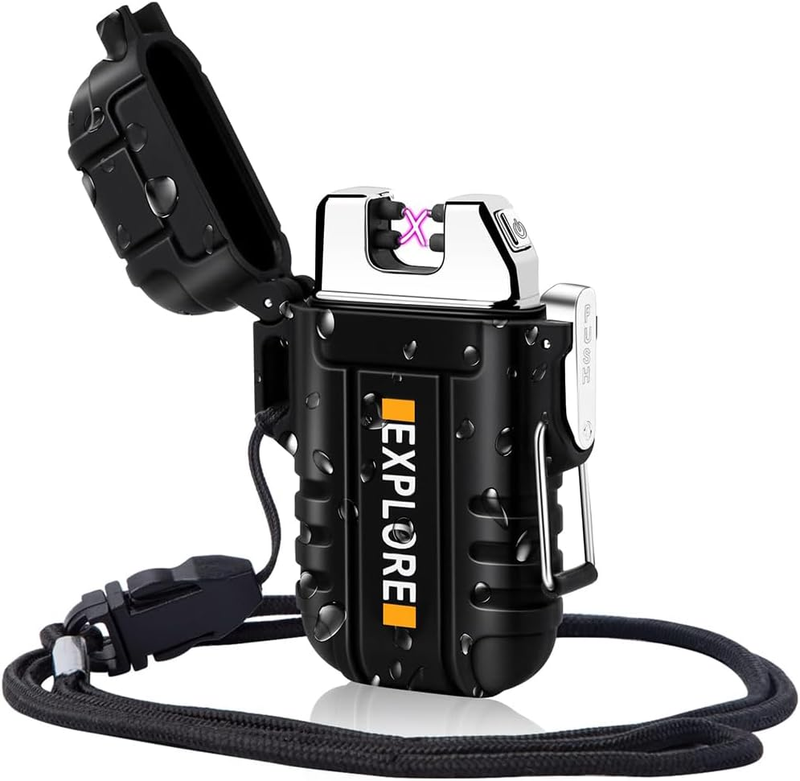 Outdoor Windproof Lighter Dual Arc Lighter Electric Lig