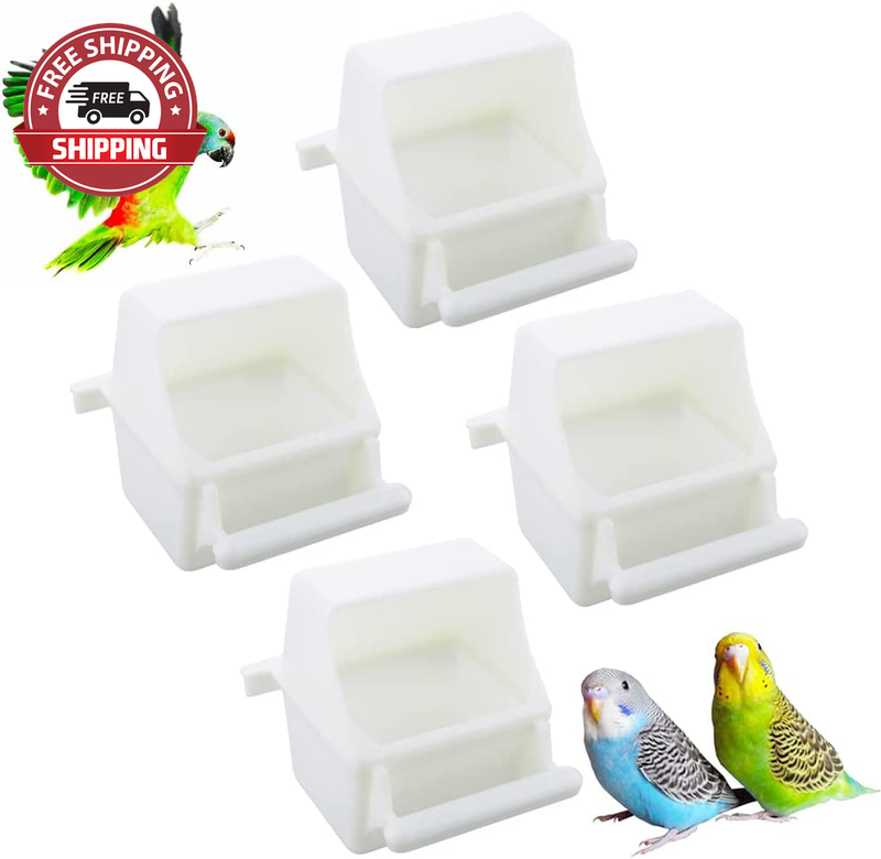 4 Pcs Bird Small Slot Feeder Plastic Food and Water Dispenser Bowl No Mess Cage