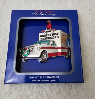 Regent Square Studio Design European Crystal Christmas Ornament First Responder